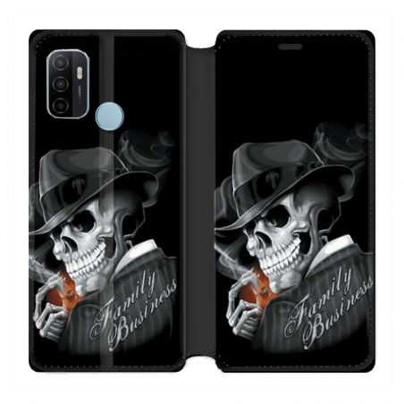 Housse Cuir Portefeuille Pour Oppo A53 / A53S Tete de Mort family business
