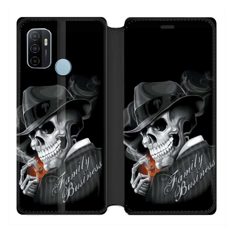 Housse Cuir Portefeuille Pour Oppo A53 / A53S Tete de Mort family business