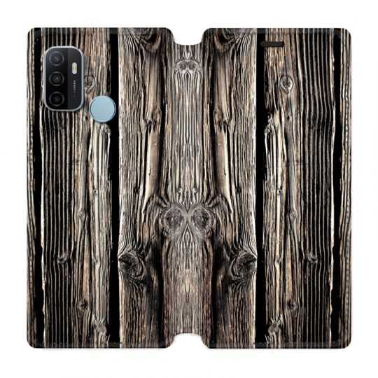 Housse Cuir Portefeuille Pour Oppo A53 / A53S Texture Bois