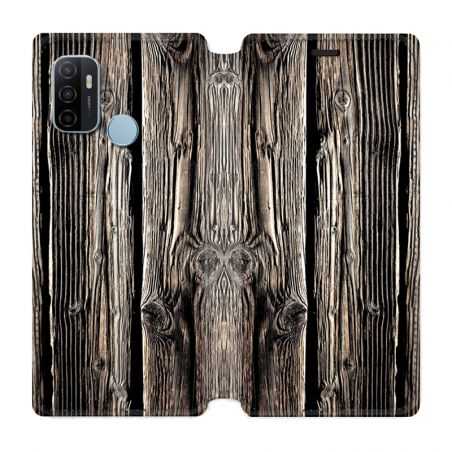 Housse Cuir Portefeuille Pour Oppo A53 / A53S Texture Bois