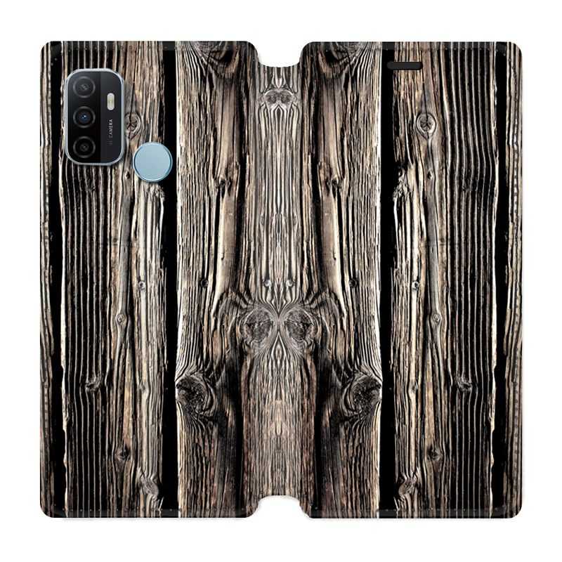 Housse Cuir Portefeuille Pour Oppo A53 / A53S Texture Bois