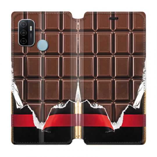 Housse Cuir Portefeuille Pour Oppo A53 / A53S Trompe Oeil Chocolat