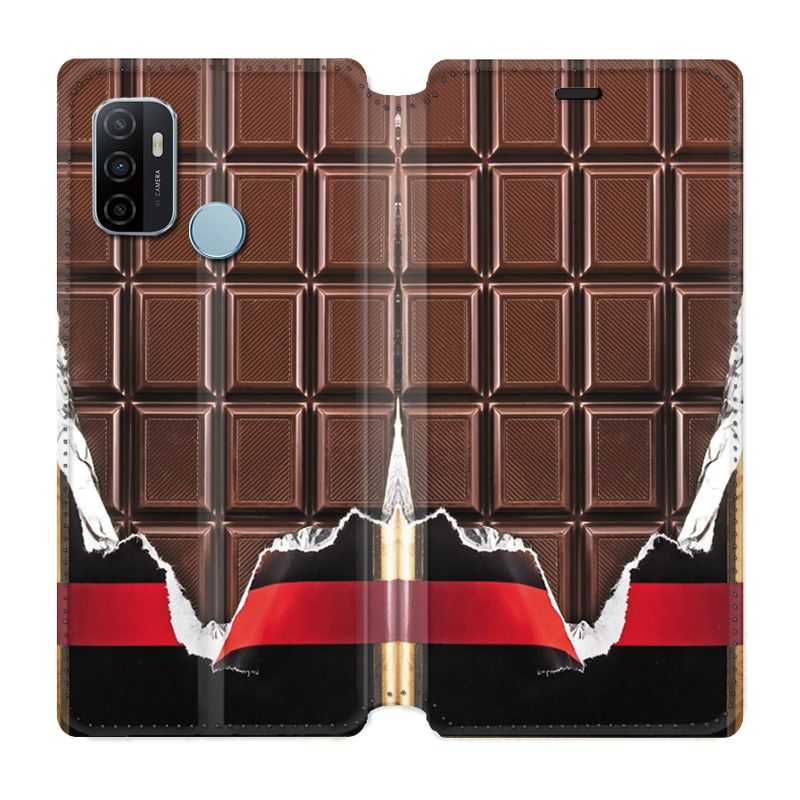 Housse Cuir Portefeuille Pour Oppo A53 / A53S Trompe Oeil Chocolat