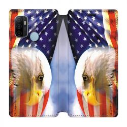 Housse Cuir Portefeuille Pour Oppo A53 / A53S Amerique USA Aigle