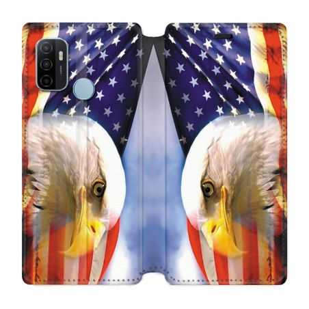 Housse Cuir Portefeuille Pour Oppo A53 / A53S Amerique USA Aigle