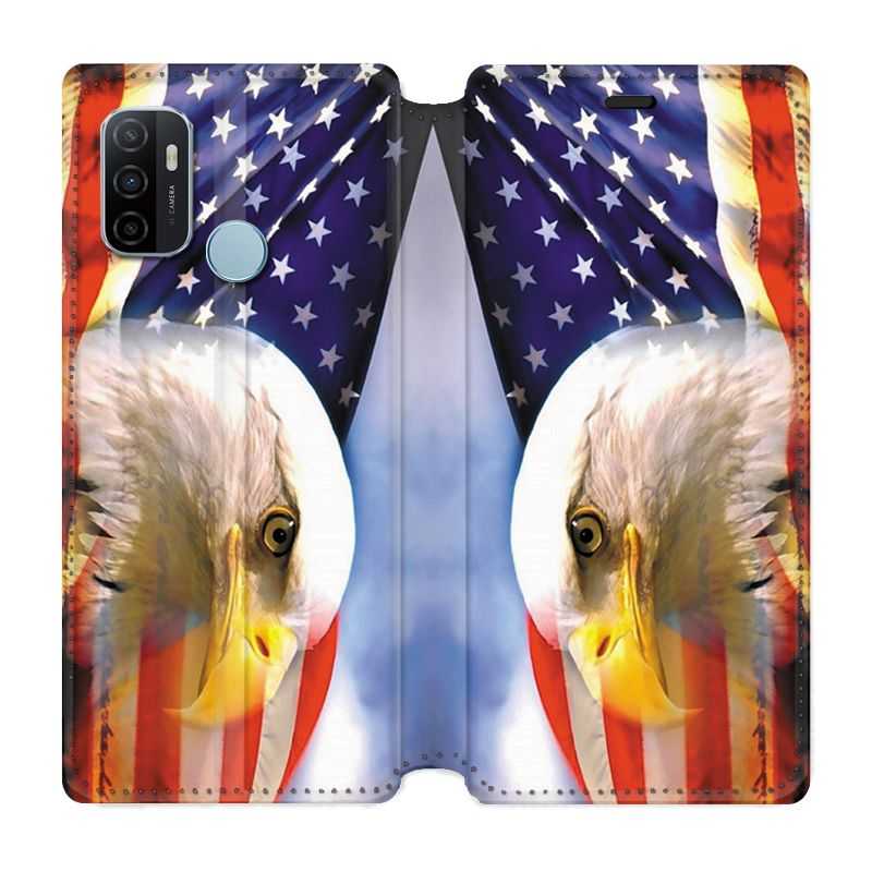 Housse Cuir Portefeuille Pour Oppo A53 / A53S Amerique USA Aigle
