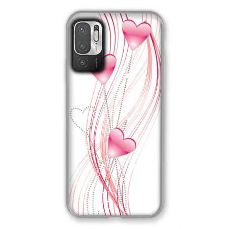 Coque Pour Xiaomi Redmi Note 10 5G Coeur Rose Montant sur Blanc