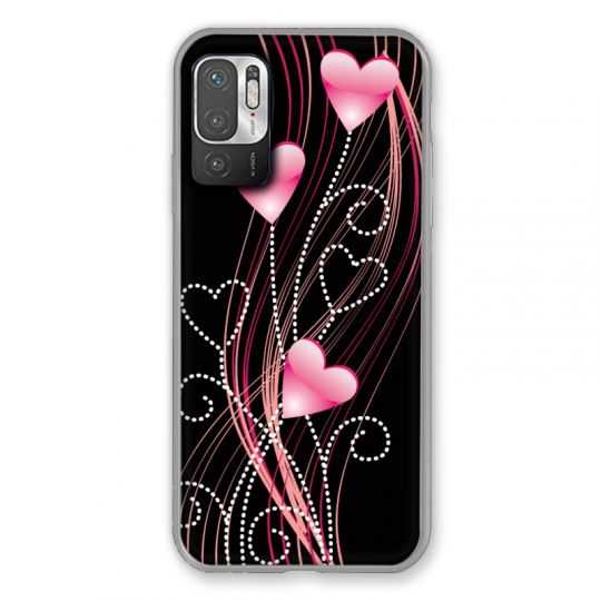 Coque Pour Xiaomi Redmi Note 10 5G Coeur Rose Montant sur Noir