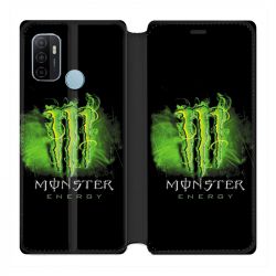 Housse Cuir Portefeuille Pour Oppo A53 / A53S Monster Energy Vert