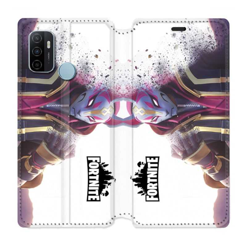 Housse Cuir Portefeuille Pour Oppo A53 / A53S Fortnite Blanc
