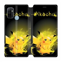 Housse Cuir Portefeuille Pour Oppo A53 / A53S Pokemon Pikachu Eclair