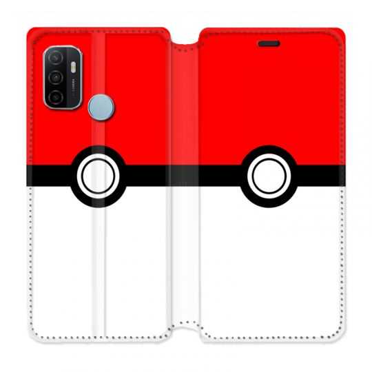 Housse Cuir Portefeuille Pour Oppo A53 / A53S Pokemon Pokeball