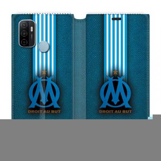 Housse Cuir Portefeuille Pour Oppo A53 / A53S Olympique Marseille OM Bande