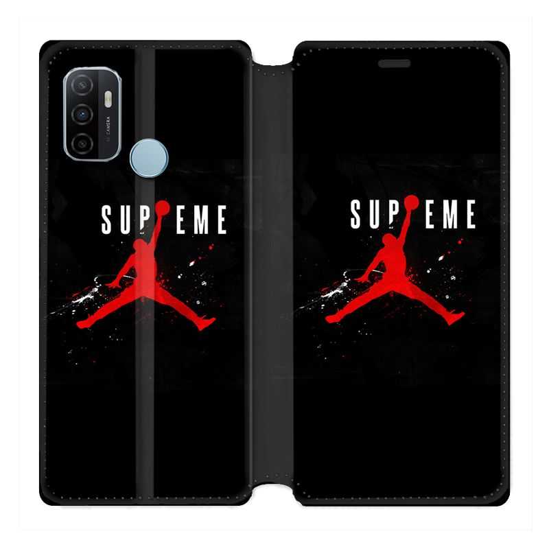 Housse Cuir Portefeuille Pour Oppo A53 / A53S Jordan Supreme Noir