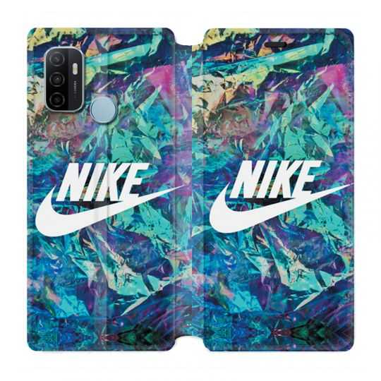 Housse Cuir Portefeuille Pour Oppo A53 / A53S Nike Turquoise