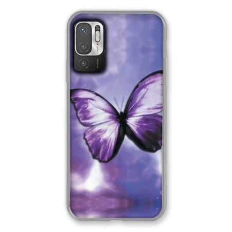 Coque Pour Xiaomi Redmi Note 10 5G Papillon Violet et Blanc