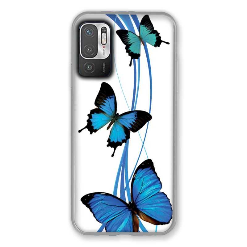 Coque Pour Xiaomi Redmi Note 10 5G Papillon bleu sur Blanc