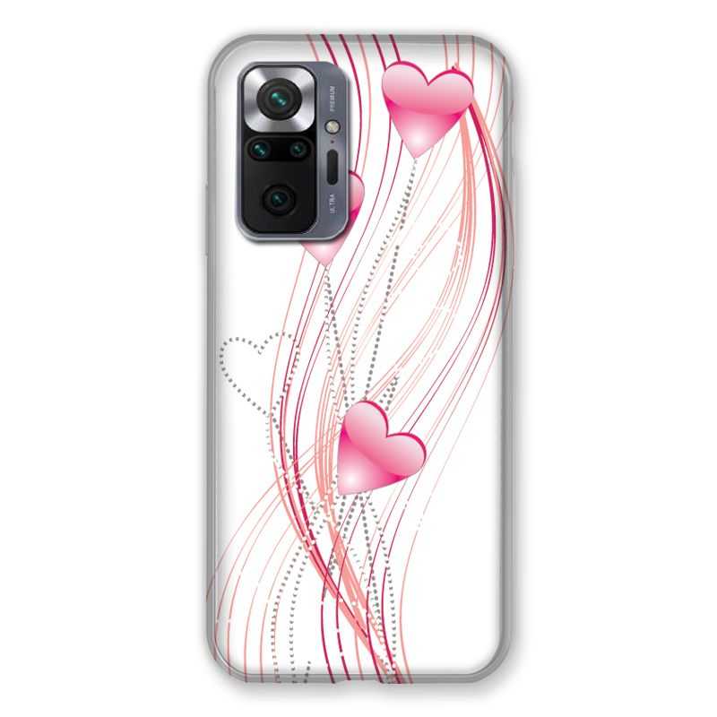 Coque Pour Xiaomi Redmi Note 10 Pro 5G Coeur Rose Montant sur Blanc