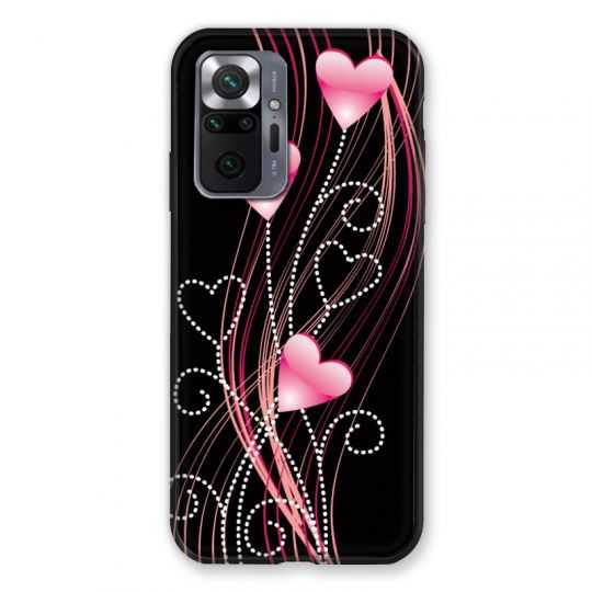 Coque Pour Xiaomi Redmi Note 10 Pro 5G Coeur Rose Montant sur Noir