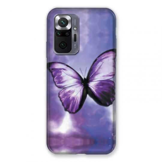Coque Pour Xiaomi Redmi Note 10 Pro 5G Papillon Violet et Blanc