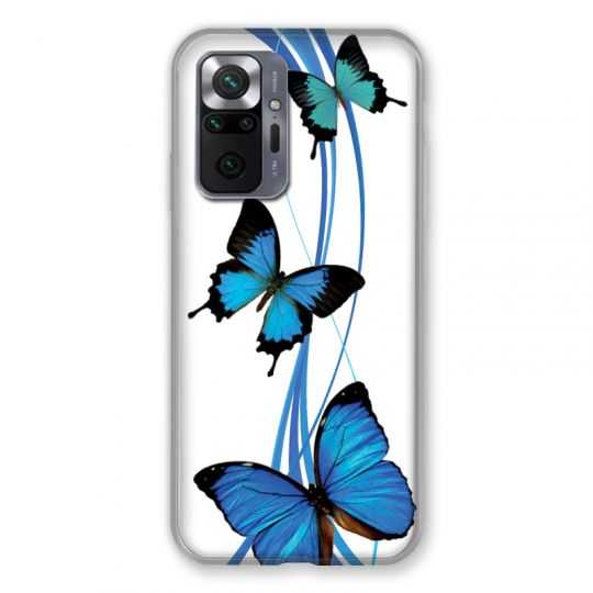 Coque Pour Xiaomi Redmi Note 10 Pro 5G Papillon bleu sur Blanc