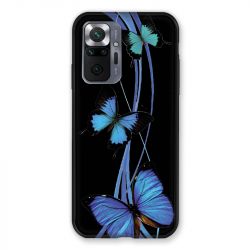 Coque Pour Xiaomi Redmi Note 10 Pro 5G Papillon bleu sur Noir