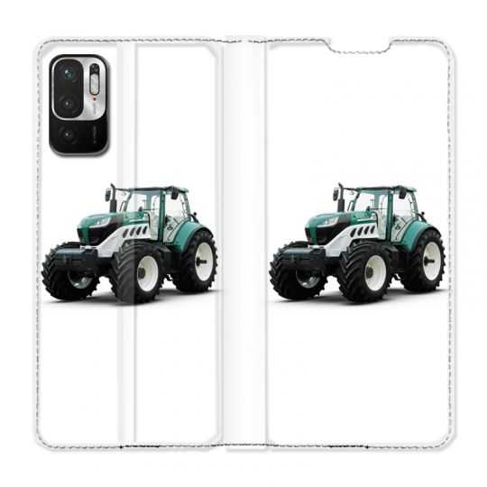 Housse Cuir Portefeuille Pour Xiaomi Redmi Note 10 5G Agriculture Tracteur Blanc