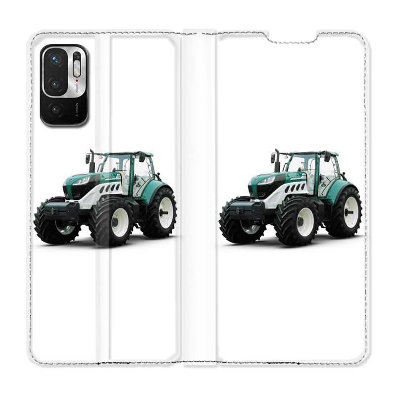 Housse Cuir Portefeuille Pour Xiaomi Redmi Note 10 5G Agriculture Tracteur Blanc