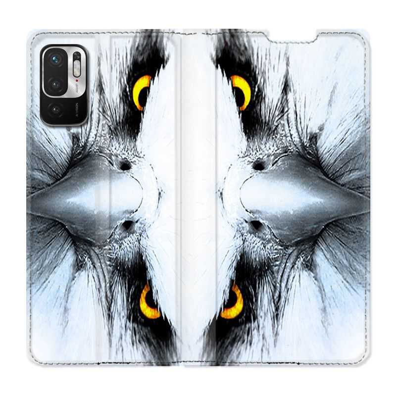 Housse Cuir Portefeuille Pour Xiaomi Redmi Note 10 5G Aigle Royal Blanc