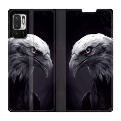 Housse Cuir Portefeuille Pour Xiaomi Redmi Note 10 5G Aigle Royal Noir