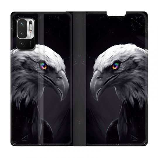 Housse Cuir Portefeuille Pour Xiaomi Redmi Note 10 5G Aigle Royal Noir