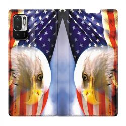 Housse Cuir Portefeuille Pour Xiaomi Redmi Note 10 5G Amerique USA Aigle