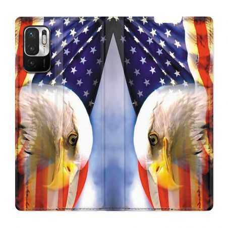 Housse Cuir Portefeuille Pour Xiaomi Redmi Note 10 5G Amerique USA Aigle