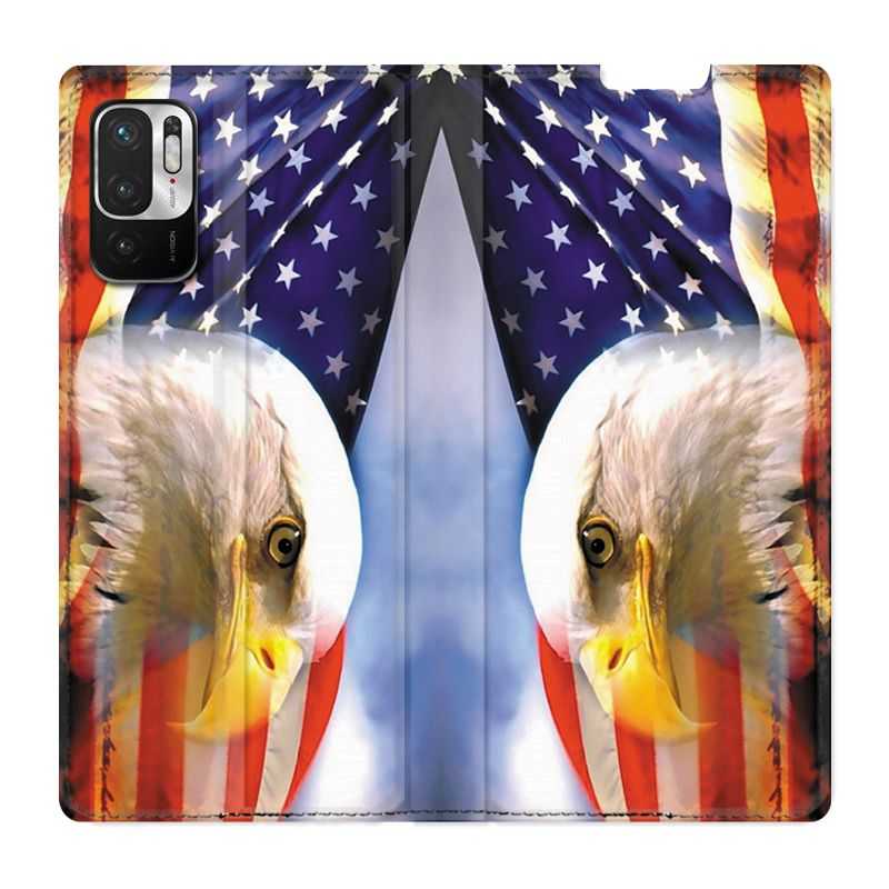 Housse Cuir Portefeuille Pour Xiaomi Redmi Note 10 5G Amerique USA Aigle