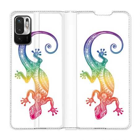 Housse Cuir Portefeuille Pour Xiaomi Redmi Note 10 5G Animaux Maori Salamandre Color