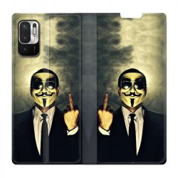 Housse Cuir Portefeuille Pour Xiaomi Redmi Note 10 5G Anonymous Doigt
