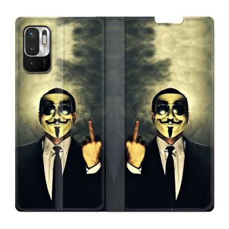 Housse Cuir Portefeuille Pour Xiaomi Redmi Note 10 5G Anonymous Doigt