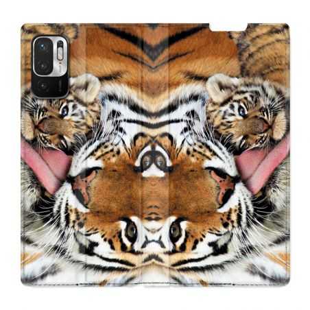 Housse Cuir Portefeuille Pour Xiaomi Redmi Note 10 5G Bebe Tigre