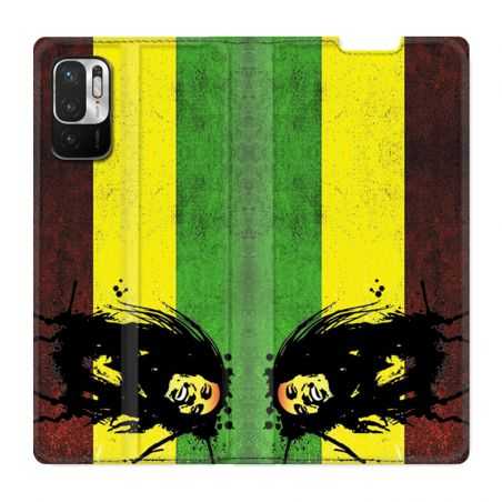 Housse Cuir Portefeuille Pour Xiaomi Redmi Note 10 5G Bob Marley Drapeau