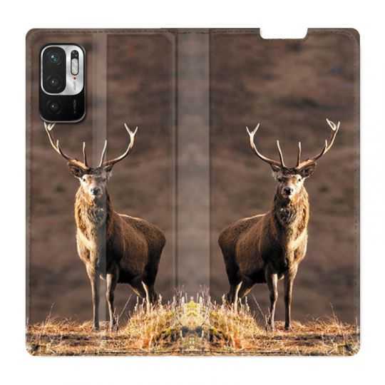 Housse Cuir Portefeuille Pour Xiaomi Redmi Note 10 5G Chasse Chevreuil Blanc
