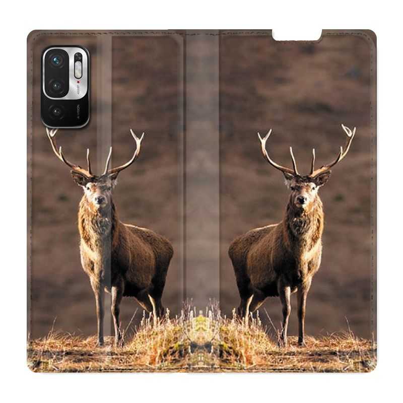 Housse Cuir Portefeuille Pour Xiaomi Redmi Note 10 5G Chasse Chevreuil Blanc