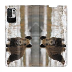 Housse Cuir Portefeuille Pour Xiaomi Redmi Note 10 5G Chasse Sanglier Neige