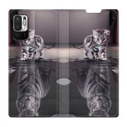 Housse Cuir Portefeuille Pour Xiaomi Redmi Note 10 5G Chat Reflet