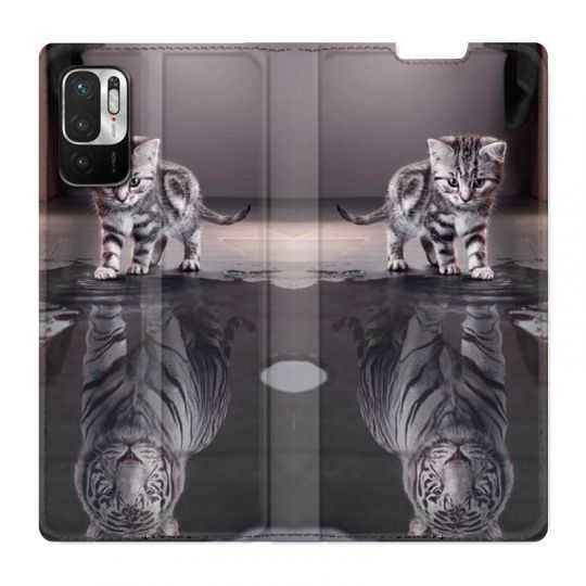 Housse Cuir Portefeuille Pour Xiaomi Redmi Note 10 5G Chat Reflet