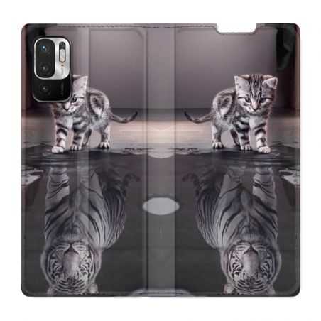 Housse Cuir Portefeuille Pour Xiaomi Redmi Note 10 5G Chat Reflet