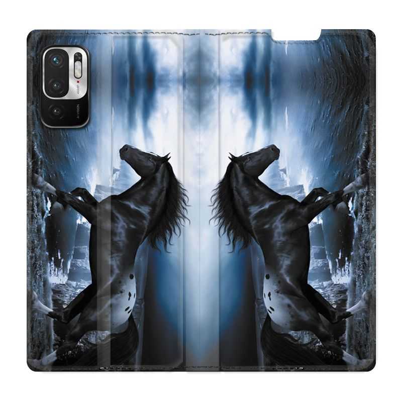 Housse Cuir Portefeuille Pour Xiaomi Redmi Note 10 5G Cheval Noir