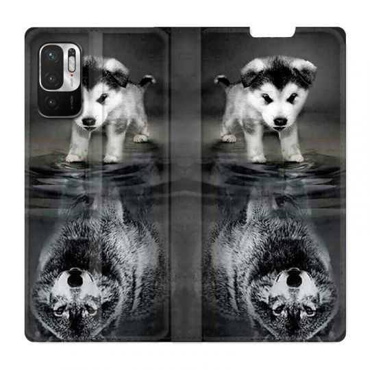 Housse Cuir Portefeuille Pour Xiaomi Redmi Note 10 5G Chien Reflet