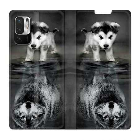 Housse Cuir Portefeuille Pour Xiaomi Redmi Note 10 5G Chien Reflet