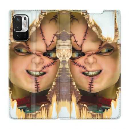 Housse Cuir Portefeuille Pour Xiaomi Redmi Note 10 5G Chucky Blanc
