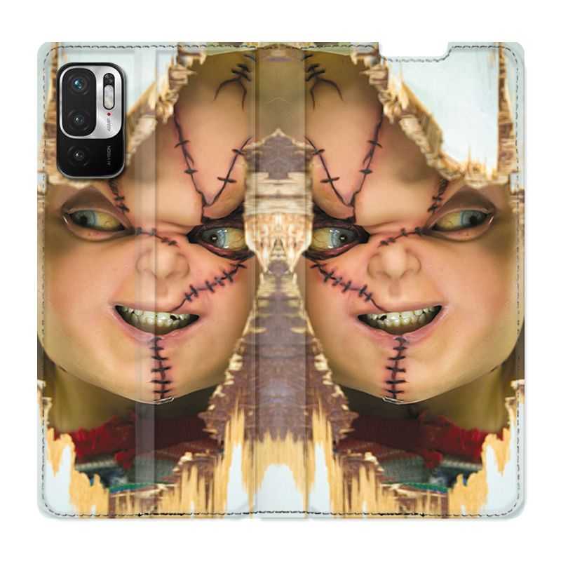 Housse Cuir Portefeuille Pour Xiaomi Redmi Note 10 5G Chucky Blanc